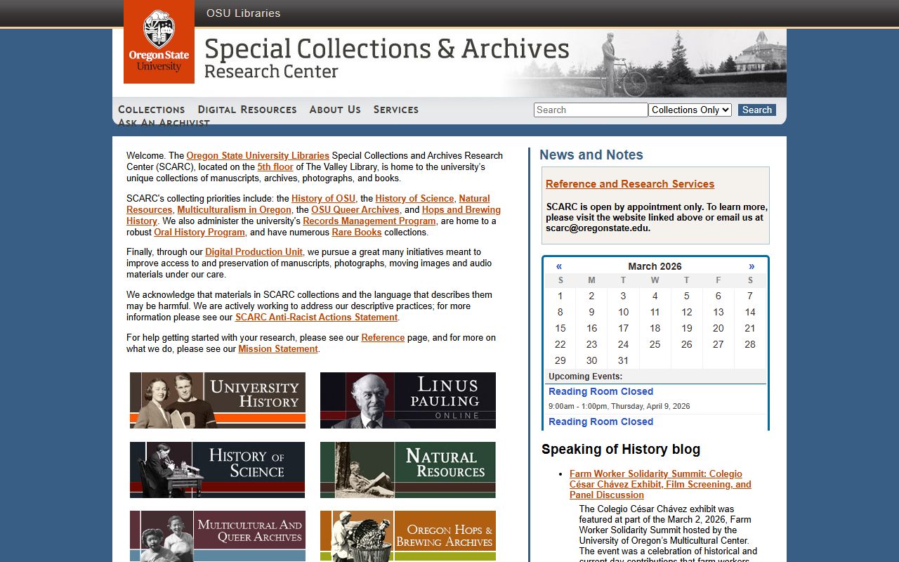 Oregon State University Special Collections and Archives for Corvallis genealogy research