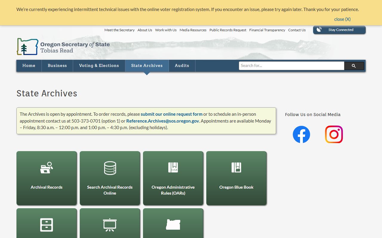 Oregon State Archives in Salem for genealogy research