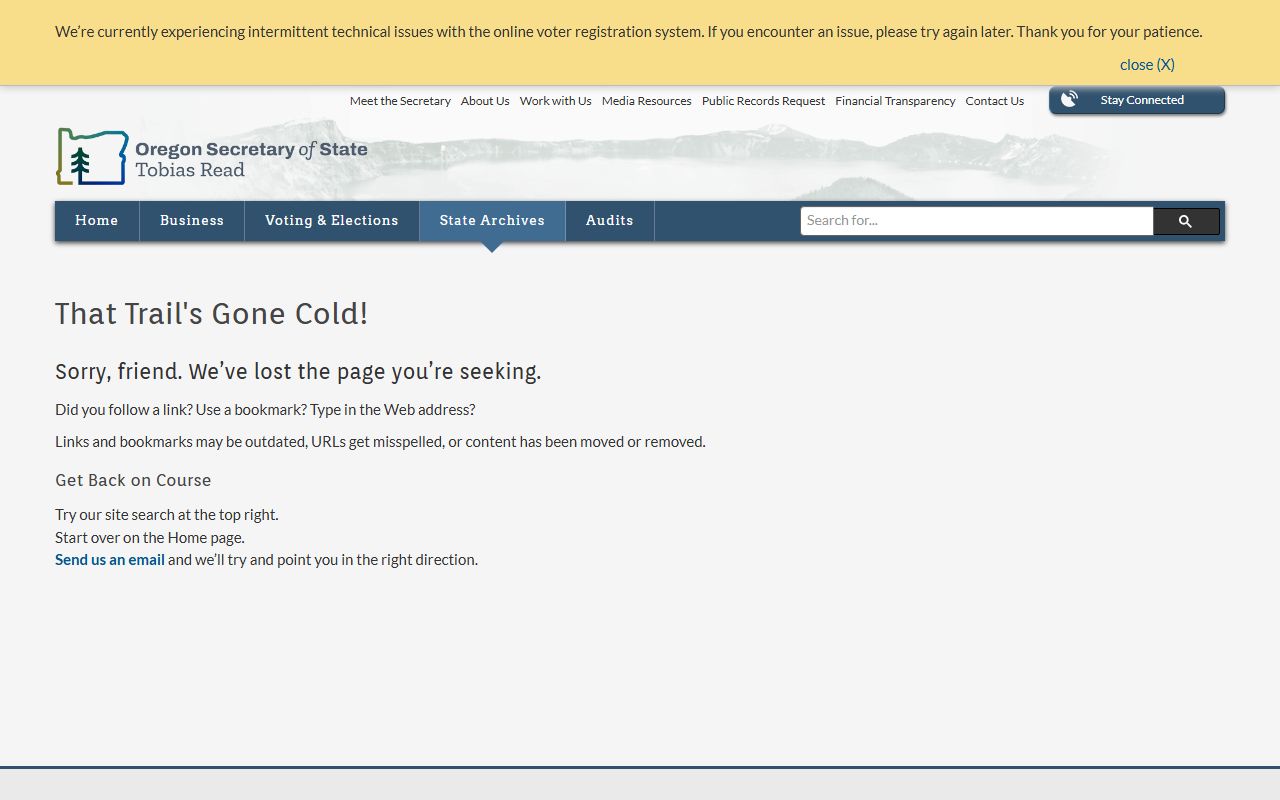 Oregon State Archives inventory for Deschutes County genealogy records