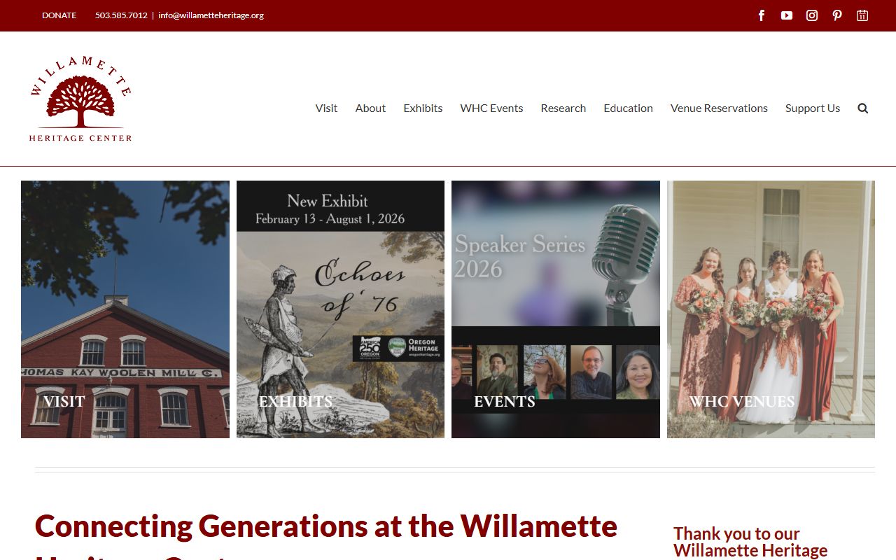 Willamette Heritage Center Marion County genealogy research collections in Salem