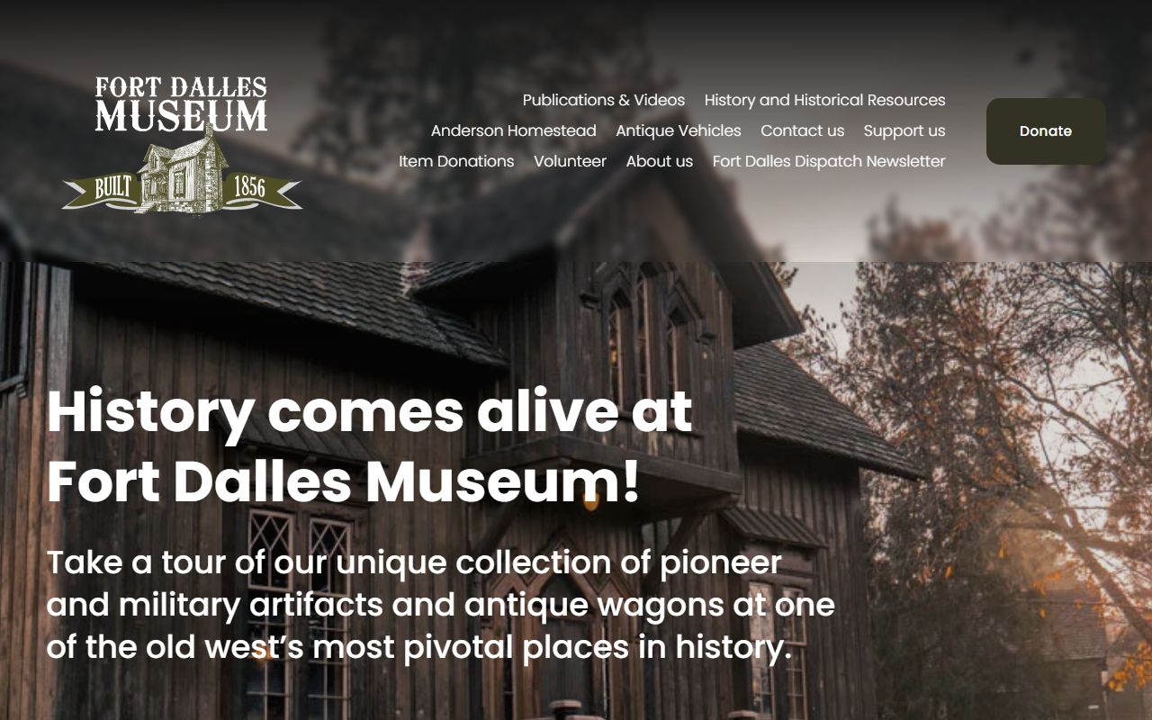 Fort Dalles Museum historical records and exhibits for Wasco County genealogy