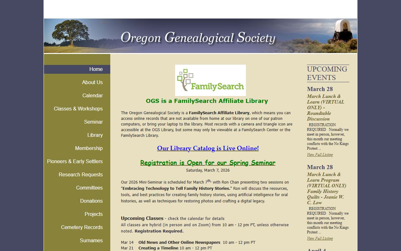 Oregon Genealogical Society genealogy resources